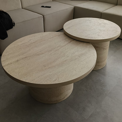 Lazy salontafel – Como poot, travertin HPL