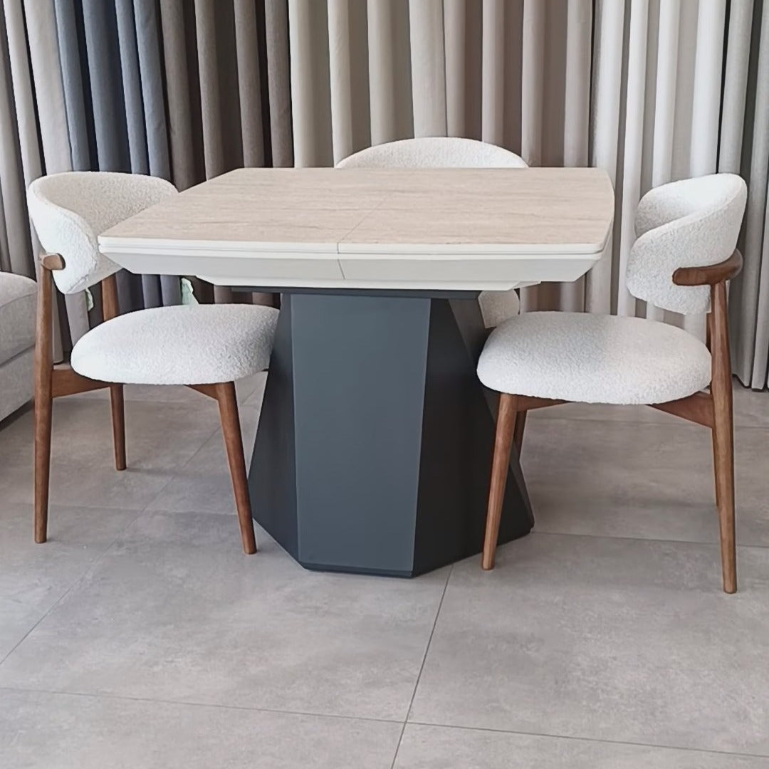 Montblan Extention Dining Table TRavertine Hpl