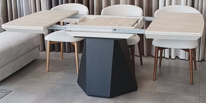 Montblan Extention Dining Table TRavertine Hpl