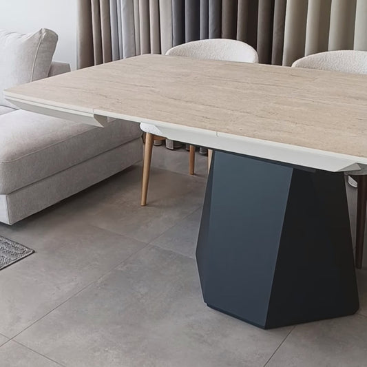 Montblan Extention Dining Table TRavertine Hpl