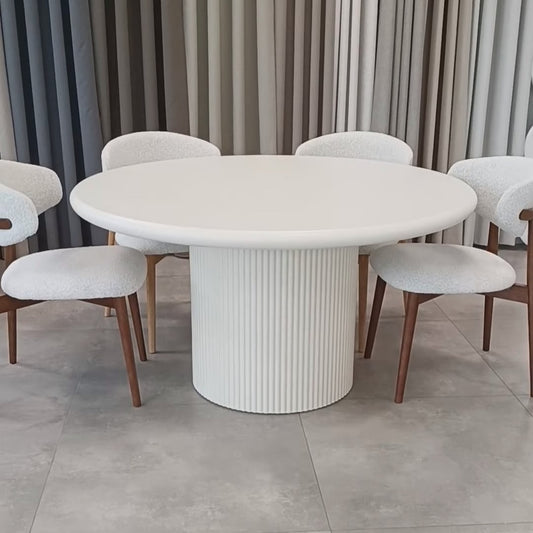 Organic Round Dining Table Tweety Leg Off White Mdf