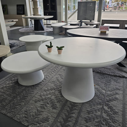 Organic Round Coffee Table Bubble Leg Off White Mdf