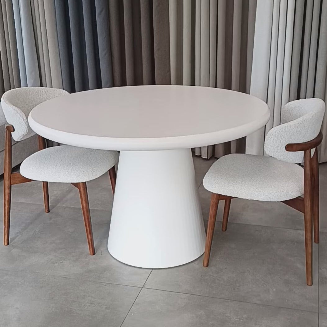Organic Round Dining Table Bubble Leg Off White Mdf
