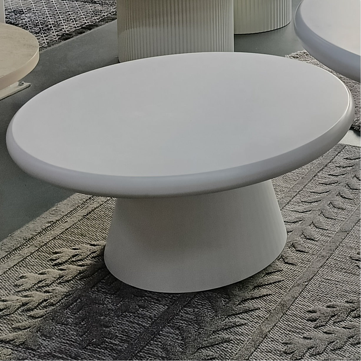 Organic Round Coffee Table Bubble Leg Off White Mdf