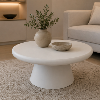 Organic ronde salontafel – Bubble poot, off-white MDF