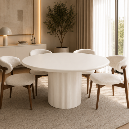 Organic ronde eettafel – Tweety poot, off-white MDF