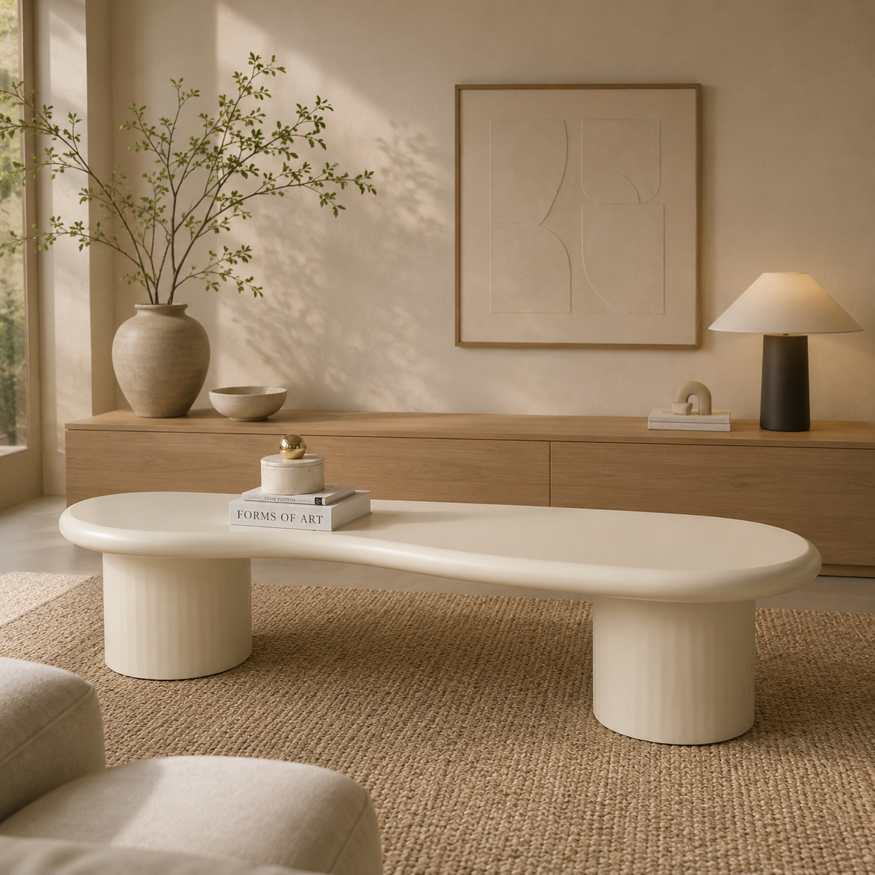 Simple Organic TV Ünitesi Krem MDF – genel ürün görünümü