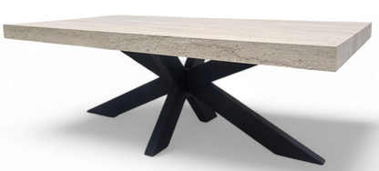 Rotterdam salontafel – spiderpoot, travertin HPL - close-up