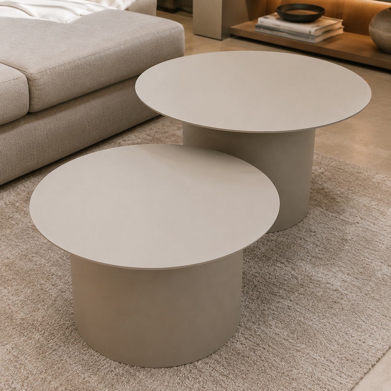 Slim salontafel - Como poot, Platin 3 MDF