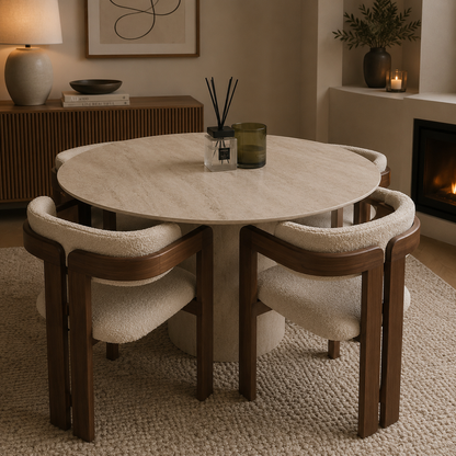 Slim eettafel – Como poot, travertin HPL