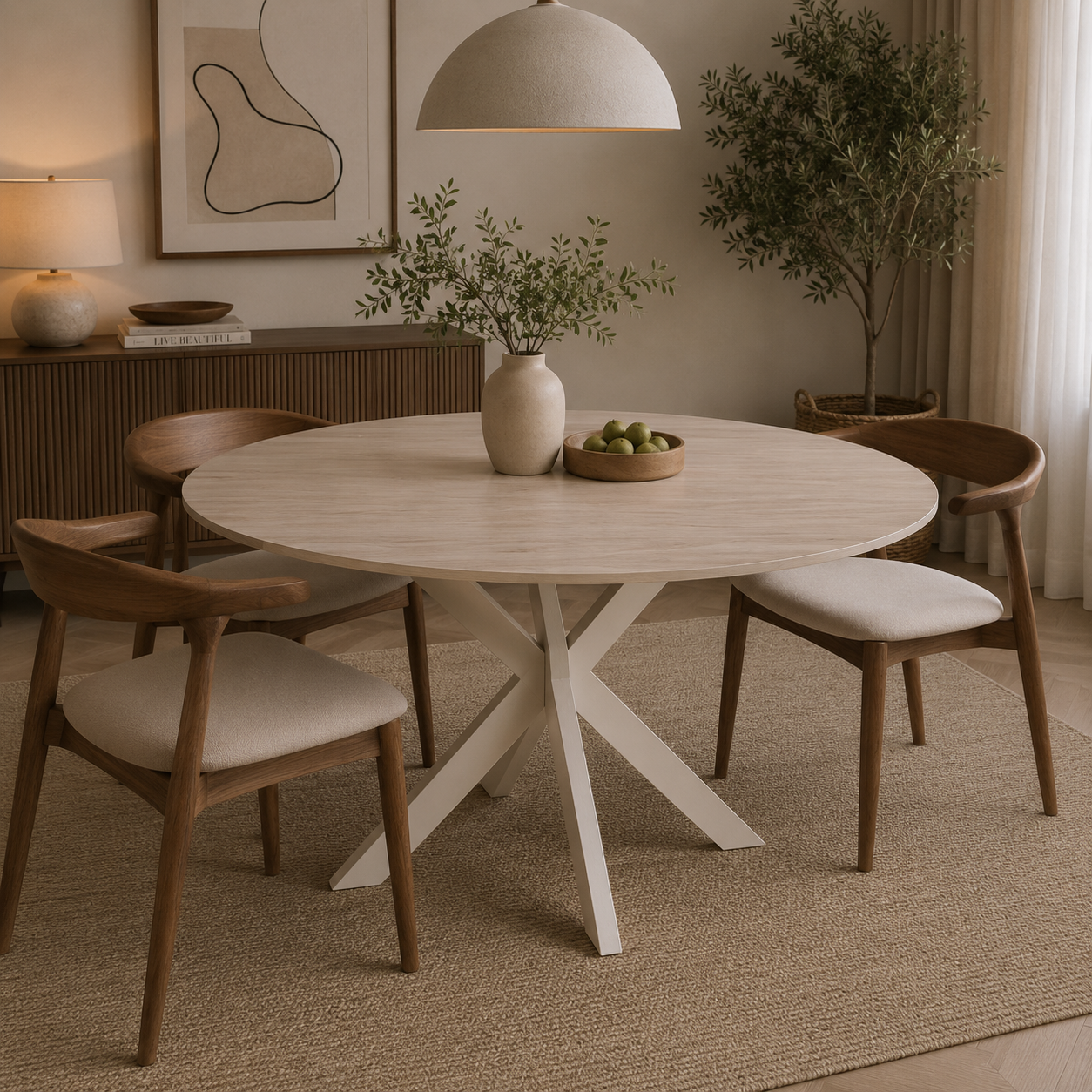 Slim eettafel – Milano poot, travertin HPL