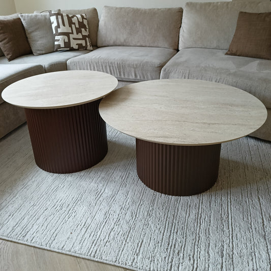 Slim Coffee Table Tweety Leg Travertine Hpl Brown Leg