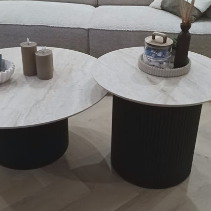 Slim Coffee Table Tweety Leg Travertine Hpl Black Leg