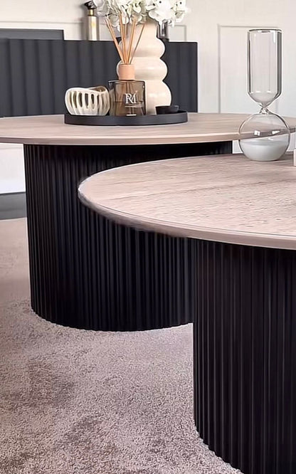 Slim Coffee Table Tweety Leg Travertine Hpl Black Leg