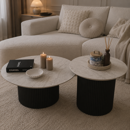 Slim Orta Sehpa Traverten HPL Tweety Ayak Siyah – genel ürün görünümü