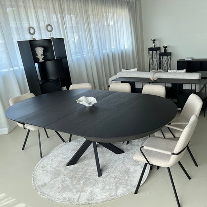 Spider round dining table black oak