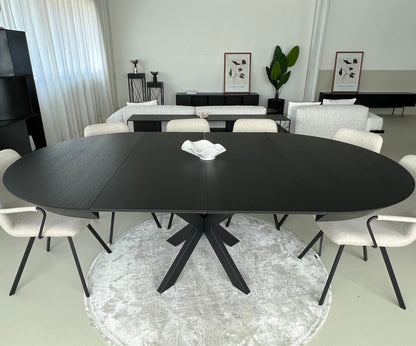 Spider round dining table black oak