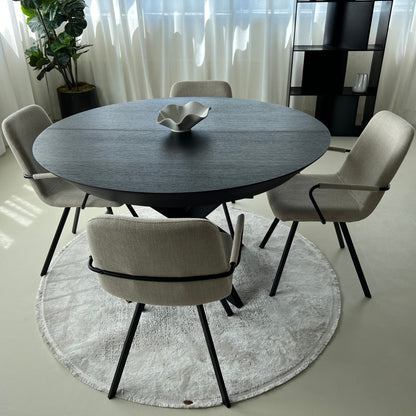 Spider round dining table black oak