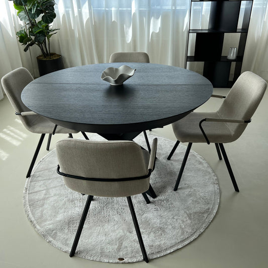 Spider round dining table black oak