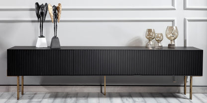 Strip Tv Stand Black Oak