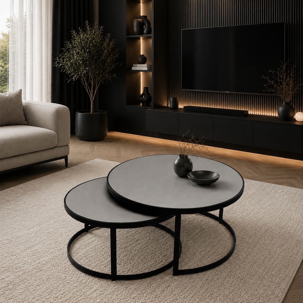 Sydney salontafel - Platin 3 eiken / zwart