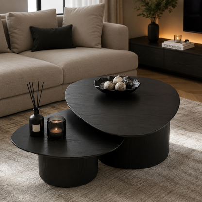 Torino salontafel – set van twee, zwart eiken