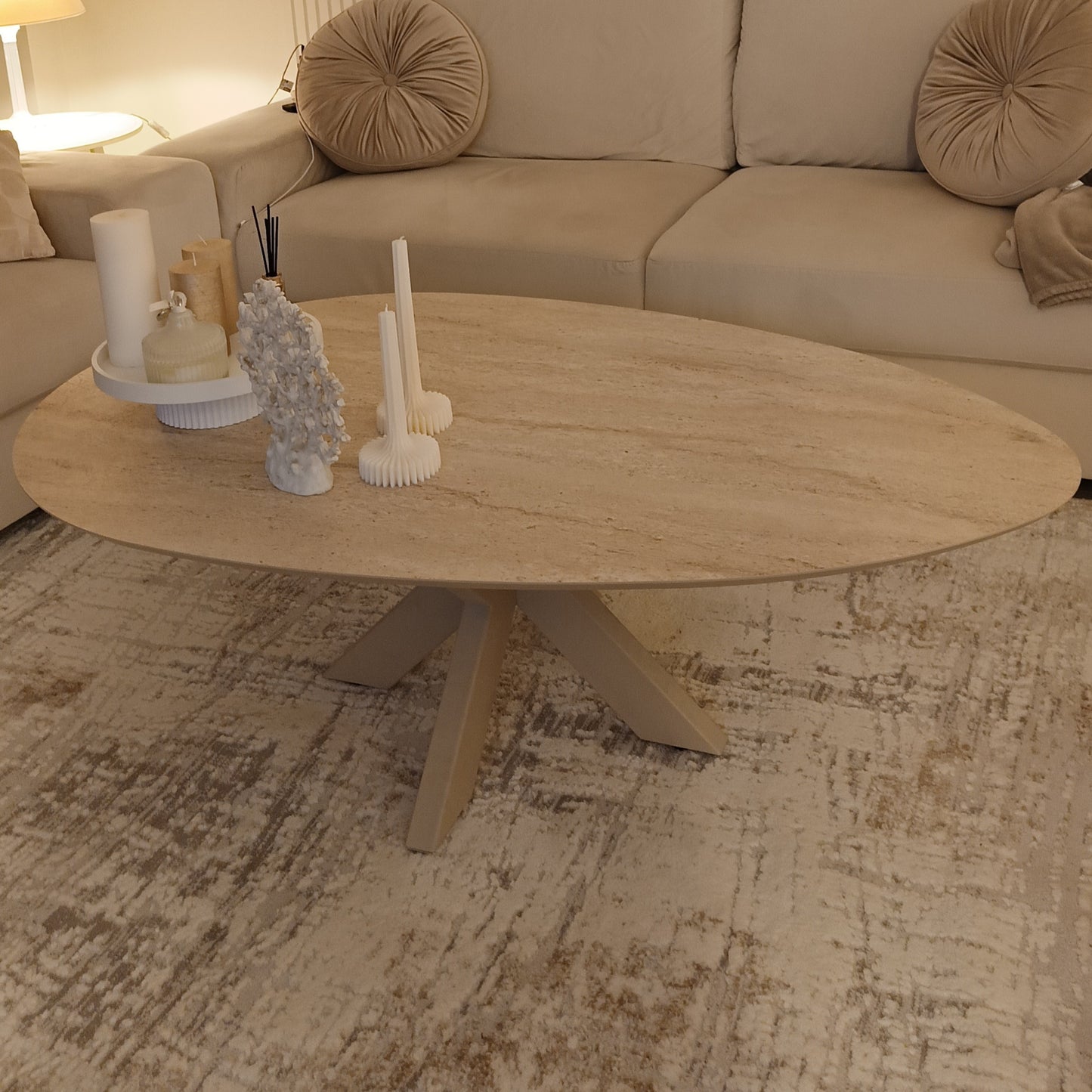 Torino Coffee Table Spider Leg Travertine Hpl Travertine Colour Leg