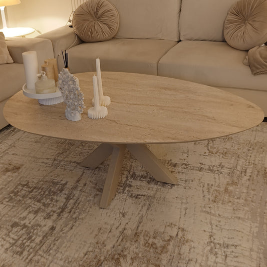 Torino Coffee Table Spider Leg Travertine Hpl Travertine Colour Leg