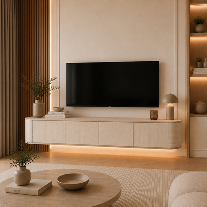 Elips TV-meubel – travertin eiken